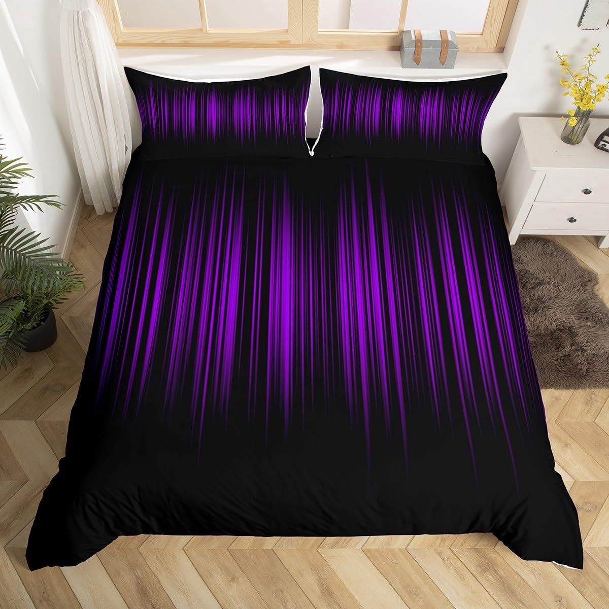 Omgoods - Abstract Ombre Dekbedovertrekset in Paars en Zwart voor Super King Size