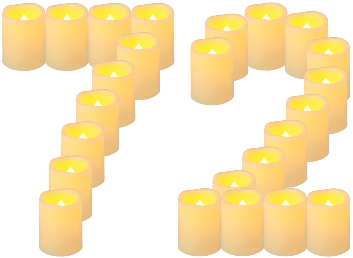 Omgoods - 72 Stuks Flameless Flickering Votive Kaarsen - Batterij Aangedreven LED Theelichtjes voor Feesten