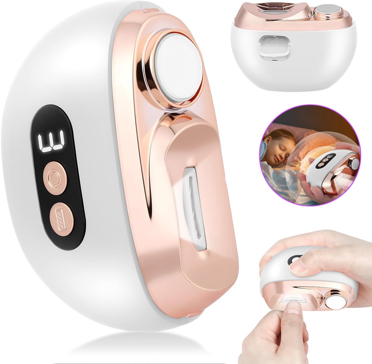3-In-1 Elektrische Nagelknipper - Oplaadbare Automatische Nageltrimmer - Draadloze Nagelknipper Met Led-Verlichting En 3 Snelheden