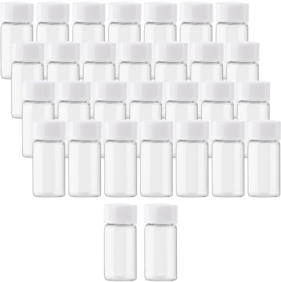 Omgoods - Set van 30 Duidelijke Glas Vials met Schroefdop