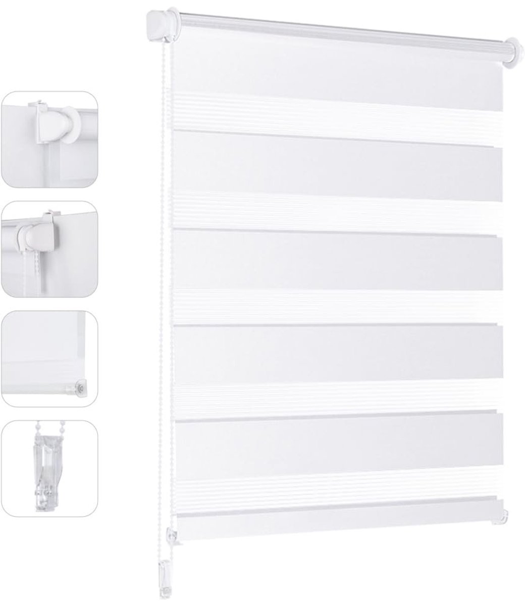 Omgoods - Double Roller Blind Klemmfix - 80 x 120 cm, Wit