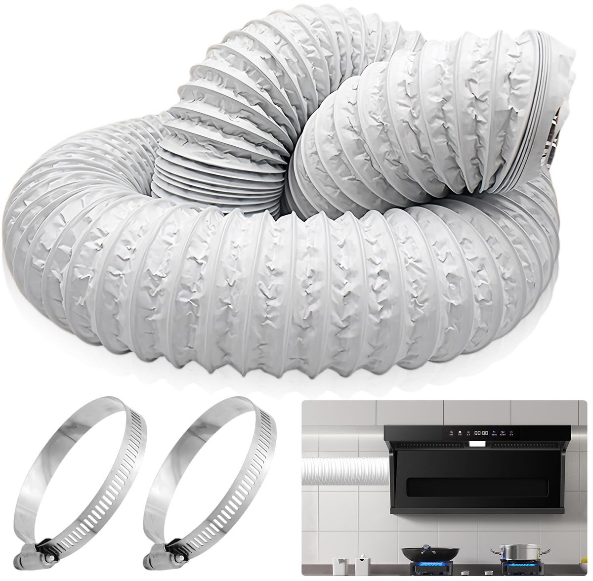 Omgoods - Afvoerslang Ø100 mm, Lengte 6 m, Flexibele Aluminium Ventilatiebuis