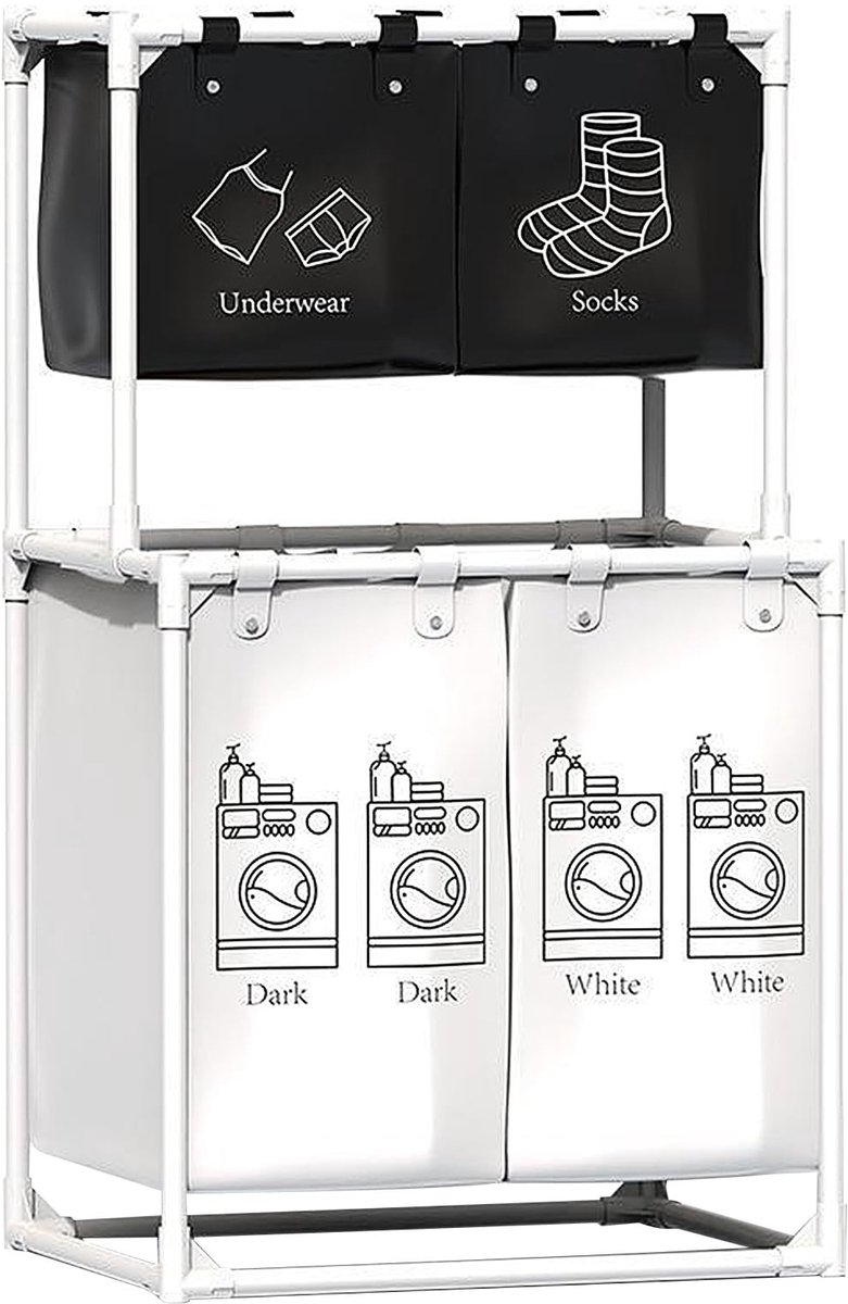 Omgoods - Multifunctionele Wasmand met 4 Opbergzakken voor Kleding