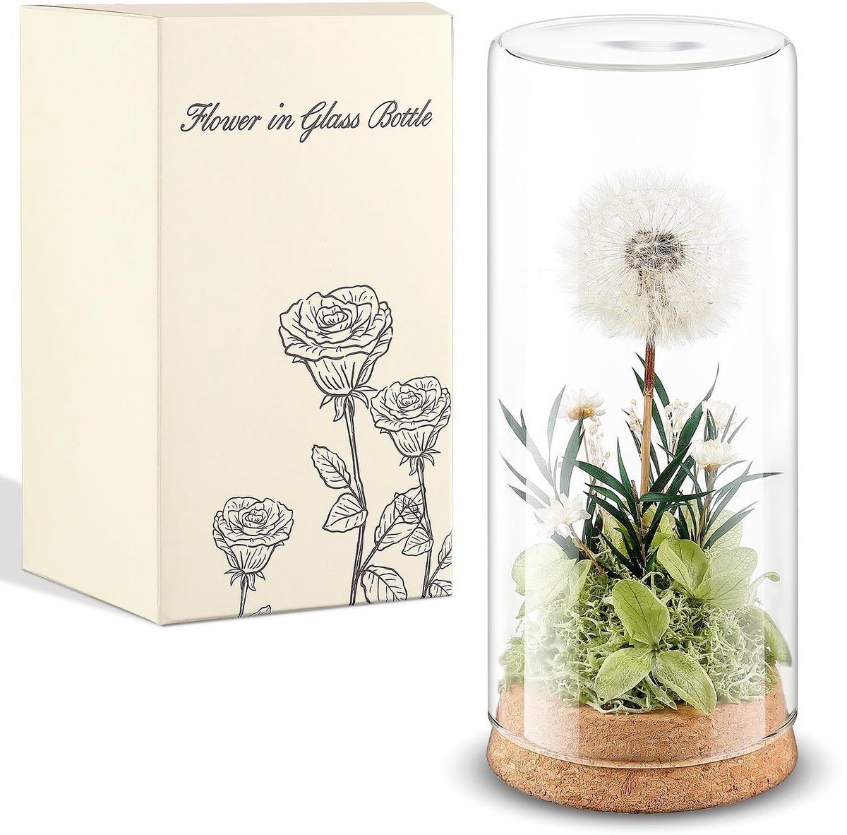 Omgoods - Pusteblume Geconserveerde Bloemen in Glas - Wensvervullend Cadeau voor Vrouwen