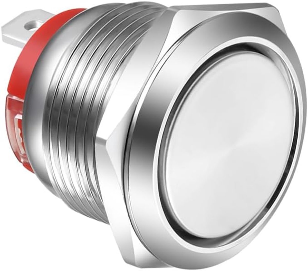 Korte drukknop 20A/12-24V, 15A/220V 19mm Vergrendelbare Roestvrijstalen Drukknopschakelaar Waterdichte 2-pins SPST-Schakelaar