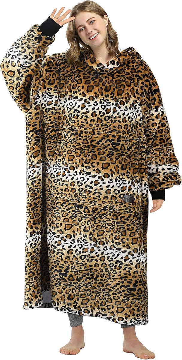 Tirrinia Oversized sherpahoodie, truideken, zacht, warm, grote voorzak, enorme, donzige truideken met capuchon voor mannen en vrouwen