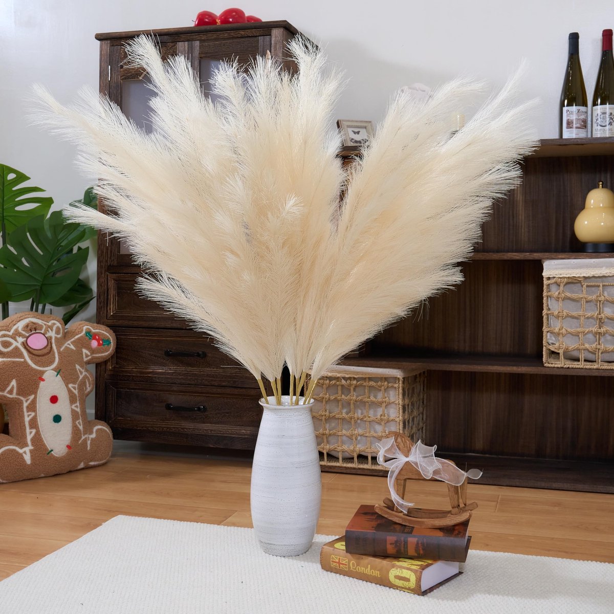 Omgoods - Pampasgras Decor - 8 Stuks Fluffy Beige Pluimen van 110 cm