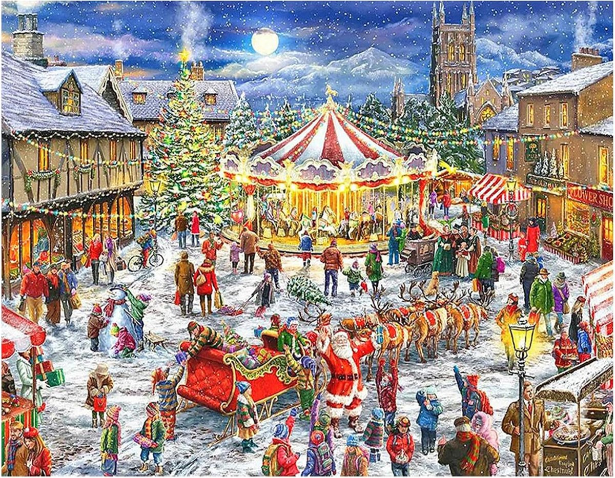 Diamond Painting Kerstmis Eland kerstboom Winterlandschap Wanddecoratie