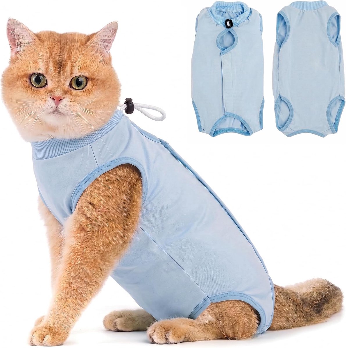 Kat Herstelpak - Kitten Onesie voor Katten Na Operatie, Cone of Shame Alternatief Chirurgisch Spay Pak voor Vrouwelijke Kat, Bescherming Na Operatie of Huidziekter -Blauw(S)