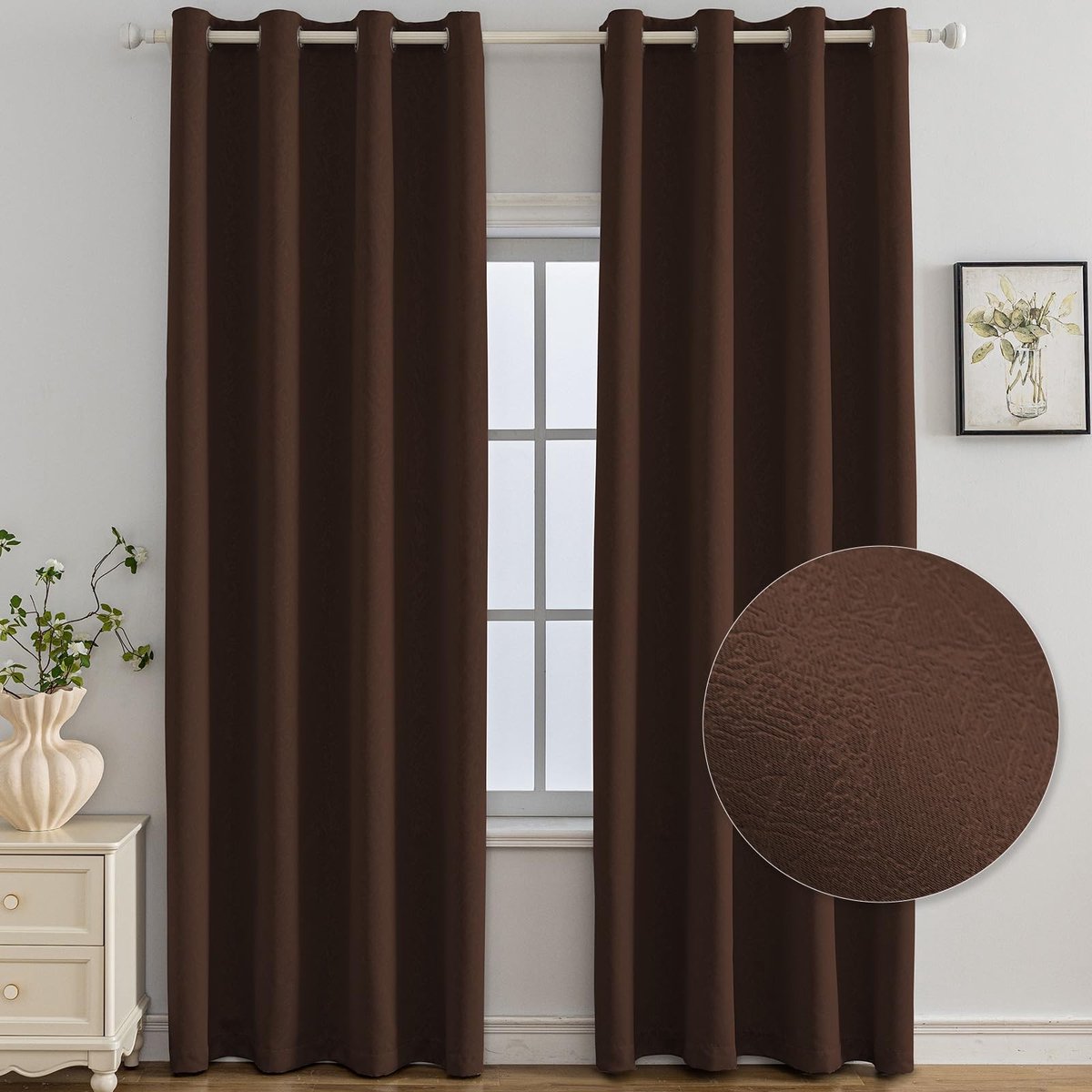 Omgoods - Set van 2 Thermische Blackout Gordijnen - 140x160 CM - Donker Curry