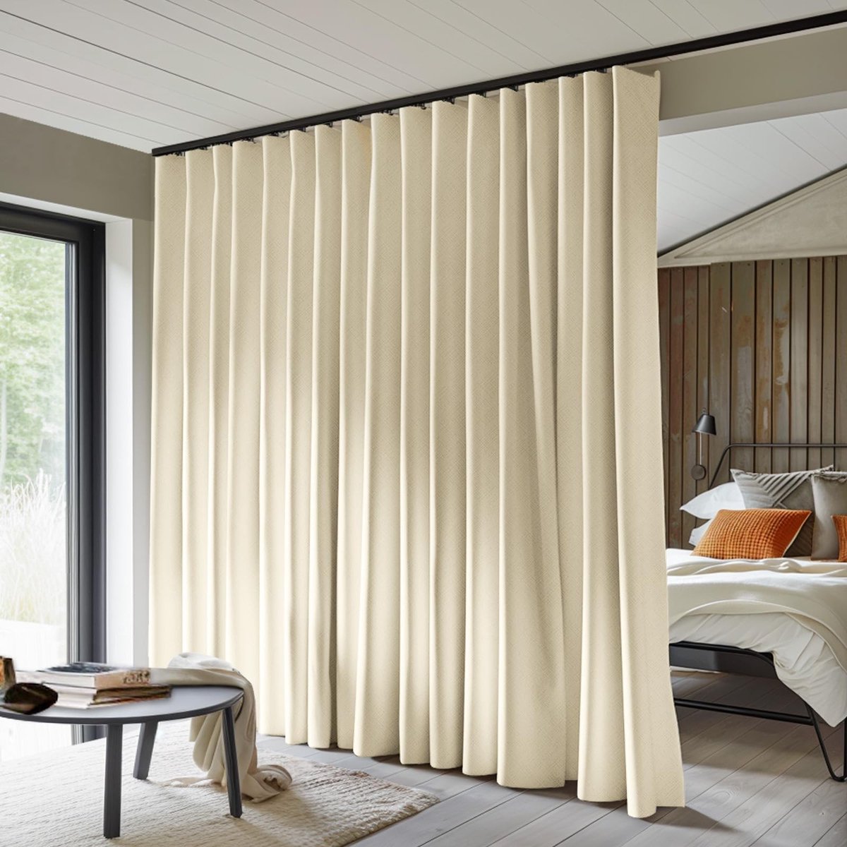 Omgoods - Privacy Gordijnen voor Kamers - 2,5m x 2,4m Zwart