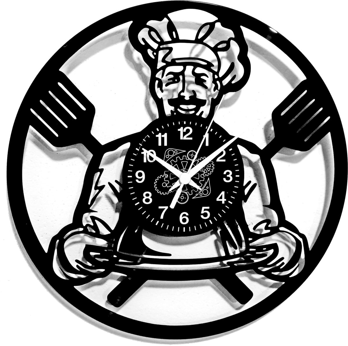 Omgoods - Wandklok Keuken Chef | Artistiek Ontwerp met Chef, Moderne Decoratie