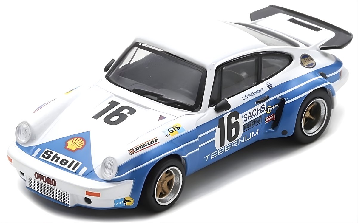 Spark Modelauto - Porsche 911 - wit/blauw - 6 x 3 x 3 cm - schaalmodel