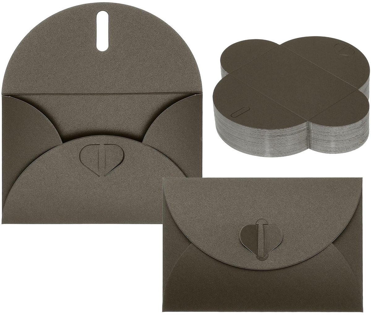 Omgoods - 100 Mini Cadeau-enveloppen met Hartsluiting - Bruin