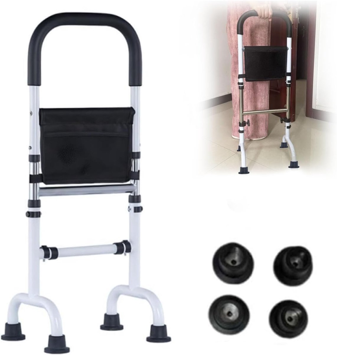 Opstahulp voor ouderen, in hoogte verstelbaar, 78 - 93 cm, rollator met antislip voeten, mobiliteitshulp voor bed, bank, thuis, toilet (136 kg capaciteit)