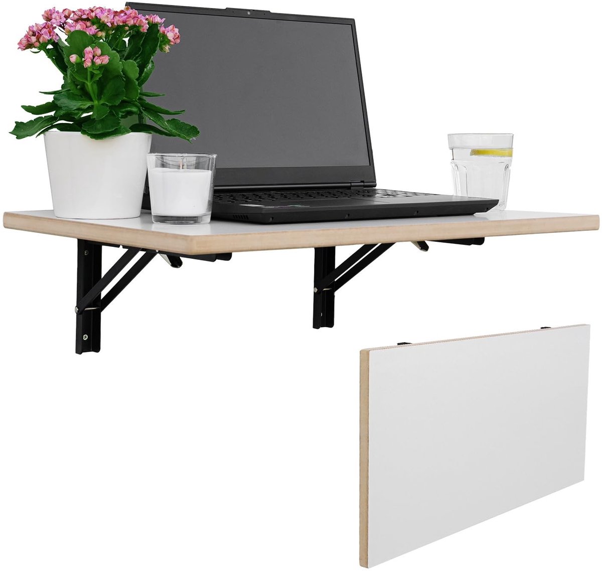 Omgoods - Stevige Wand Klaptafel van Massief Hout - Ruimtebesparende Keukentafel en Bureau