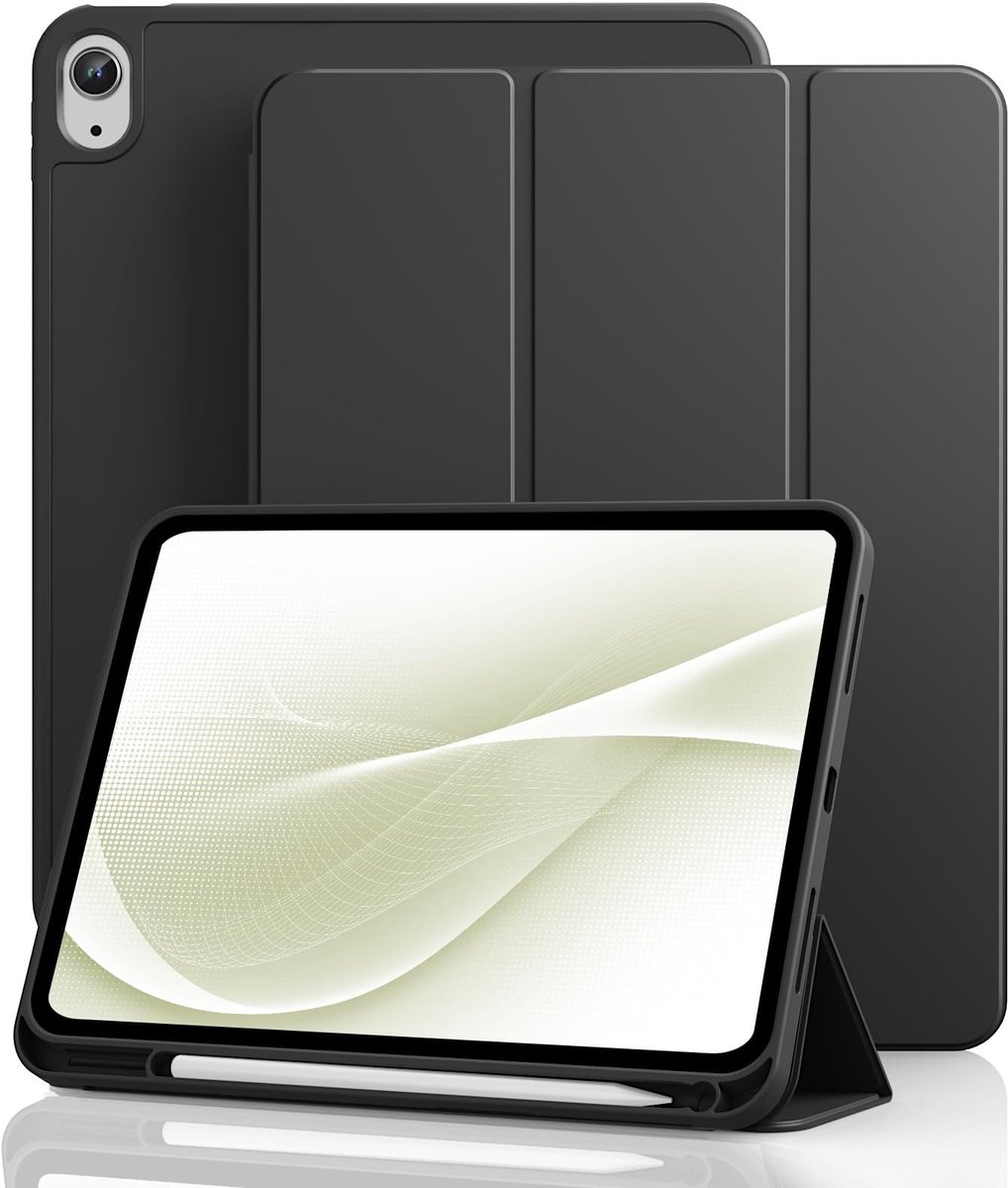 Omgoods - Case voor iPad 11e Gen 2025 en 10e Gen 2022 - Slimme Trifold Stand met Penhouder Zwart