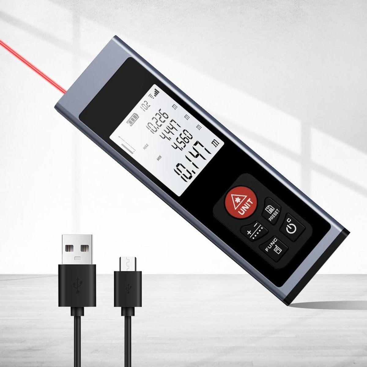 Omgoods - Professionele Laserafstandsmeter met LCD-scherm en Oplaadbaar
