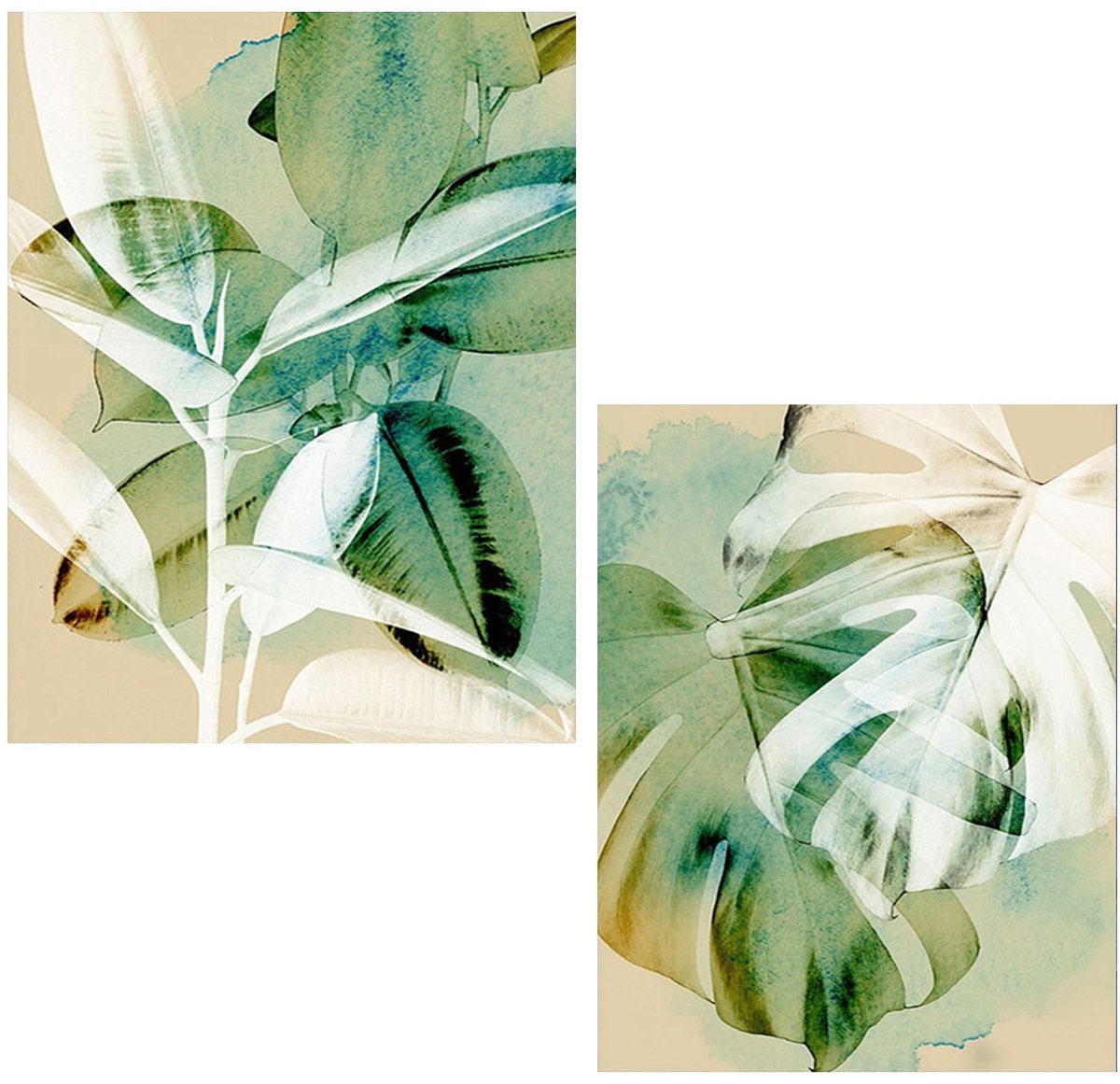 Omgoods - 2 Pack Diamant Schilderij Bladeren 40x50cm - Kunst voor Kinderen en Beginners