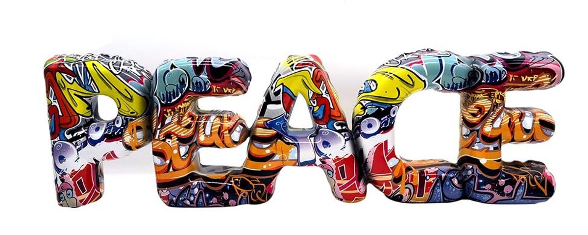 Omgoods - Casablanca Decoratieve Letters Sculptuur 'Peace' - Kunstwerk voor Woonkamer - Hoogte 13 cm - Breedte 44,5 cm