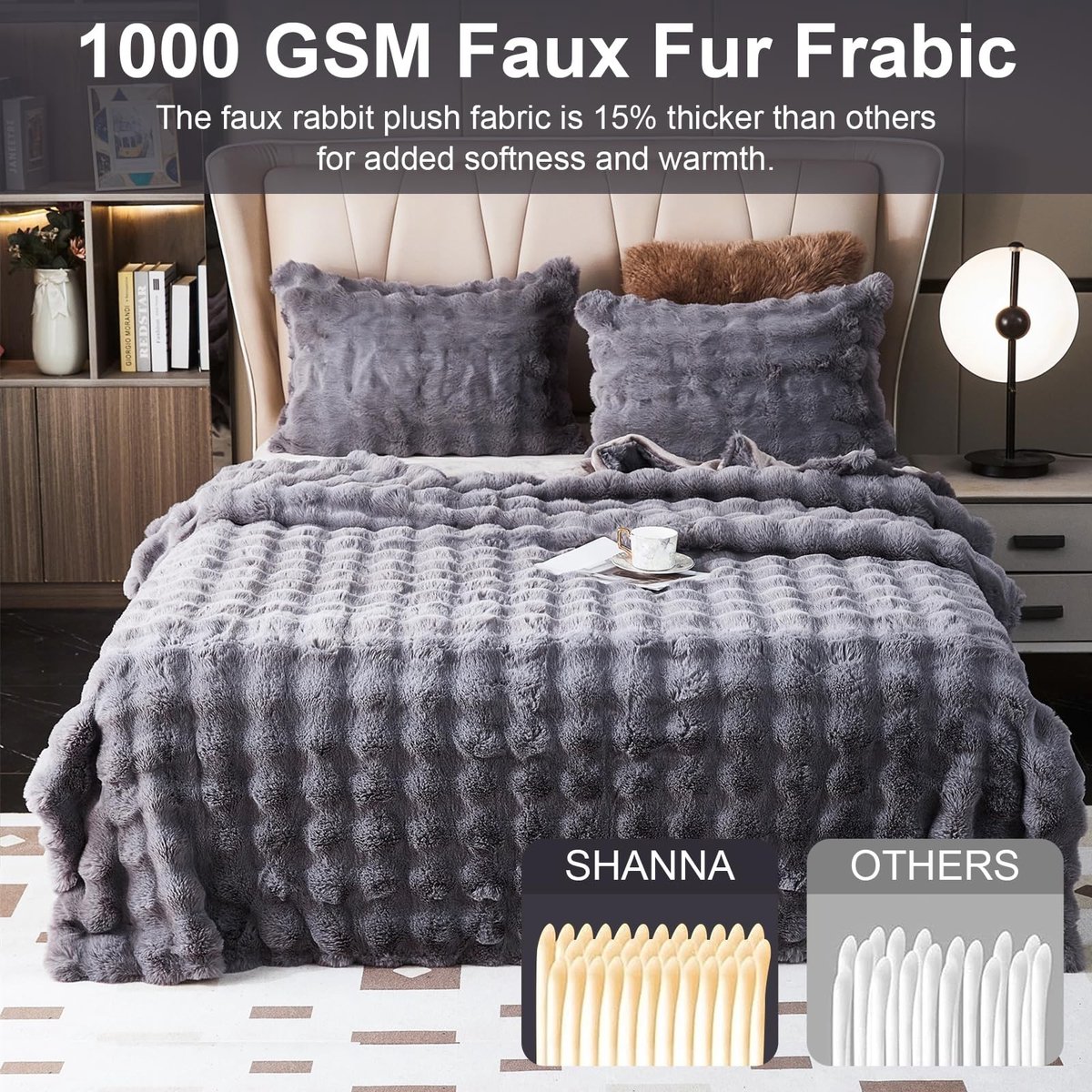 Omgoods - Zachte Warm Plush Fleece Deken met Konijn - 130 x 160 cm