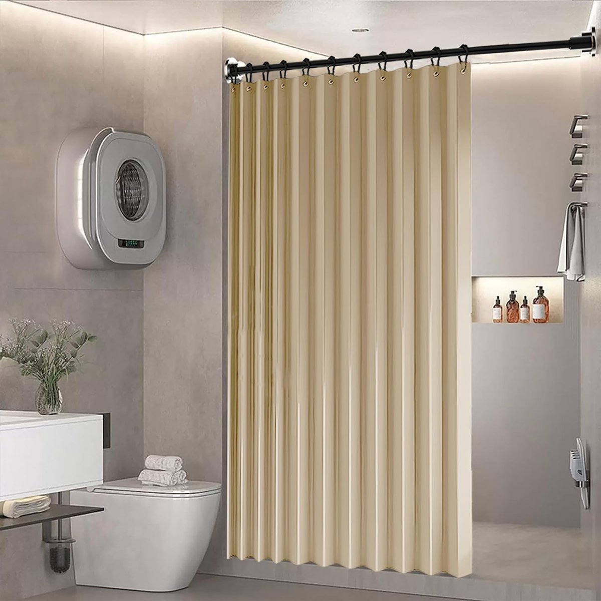 Omgoods - Vouwbaar Douchegordijn van Polyester 140 x 200 cm