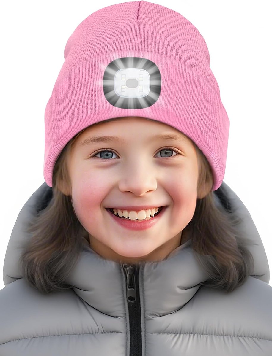 LED-muts voor kinderen met oplaadbaar lampje voor hardlopen,Wandelen | Geschikt voor hoofdomtrek kinderen, LED-verlichting goede zichtbaarheid 's nachts, kerstcadeau voor jongens en meisjes