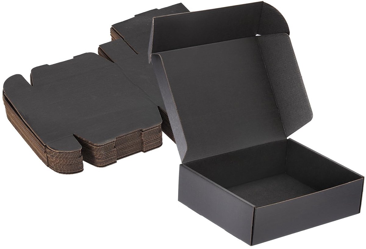 Omgoods - 10x8x3 Inch Kleine Verzenddozen - 25 Stuks Zwart Golfkarton
