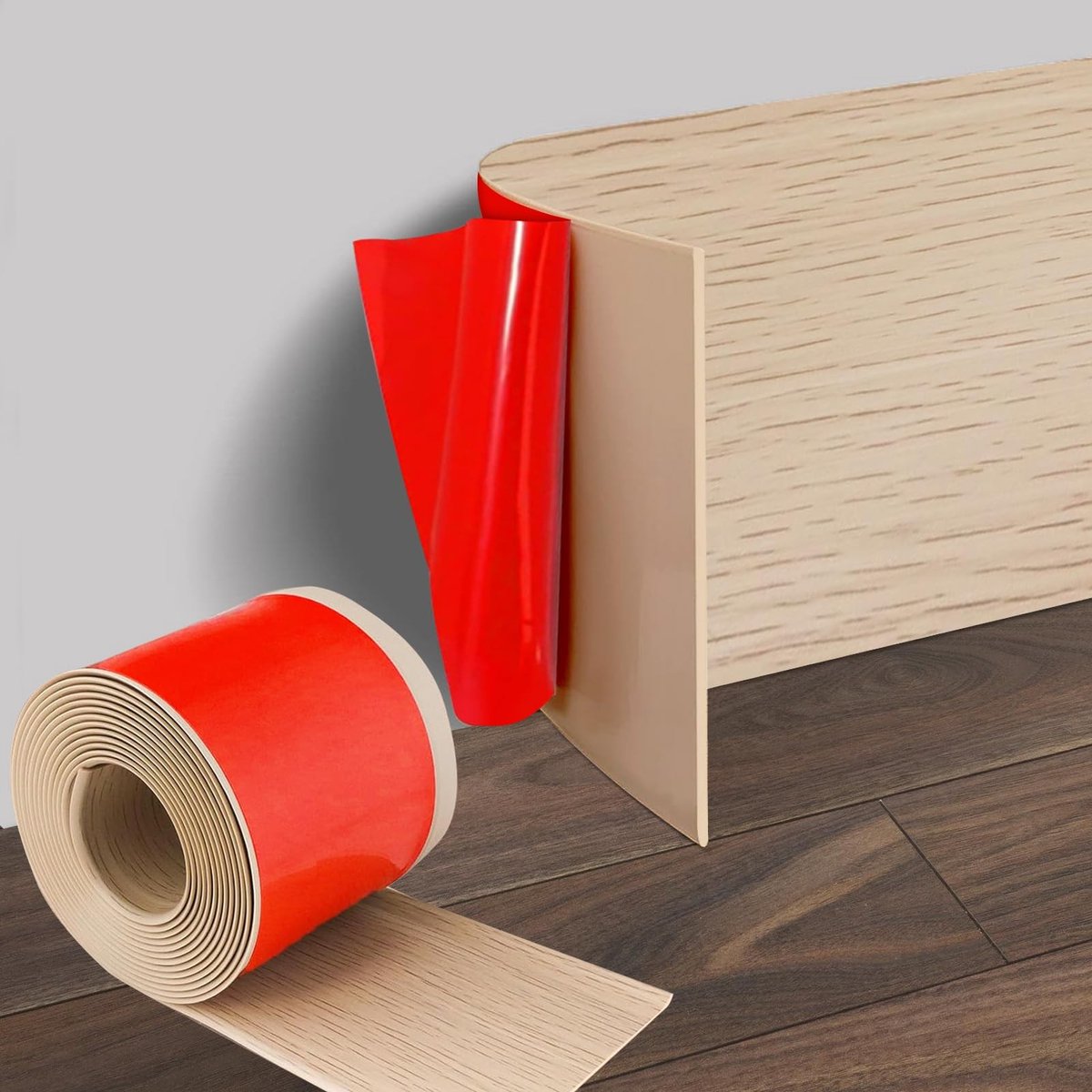 Omgoods - Maple Wood Grain Flat Skirting Board, 10cm x 5m, PVC