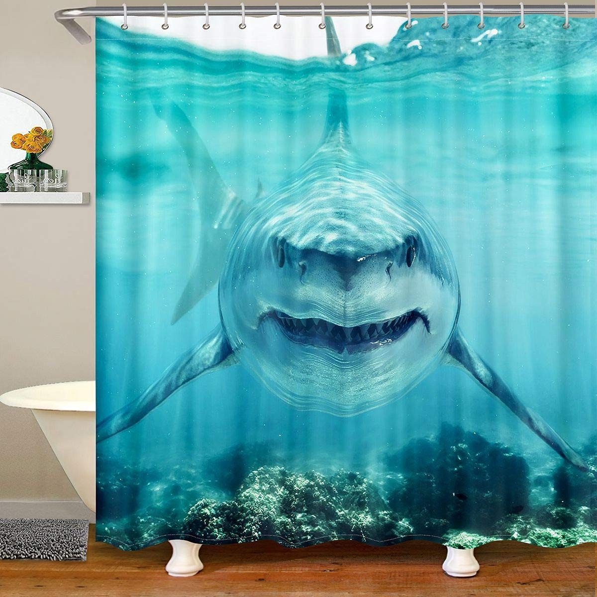 Omgoods - 3D Haai Douchegordijn 180 x 210 cm