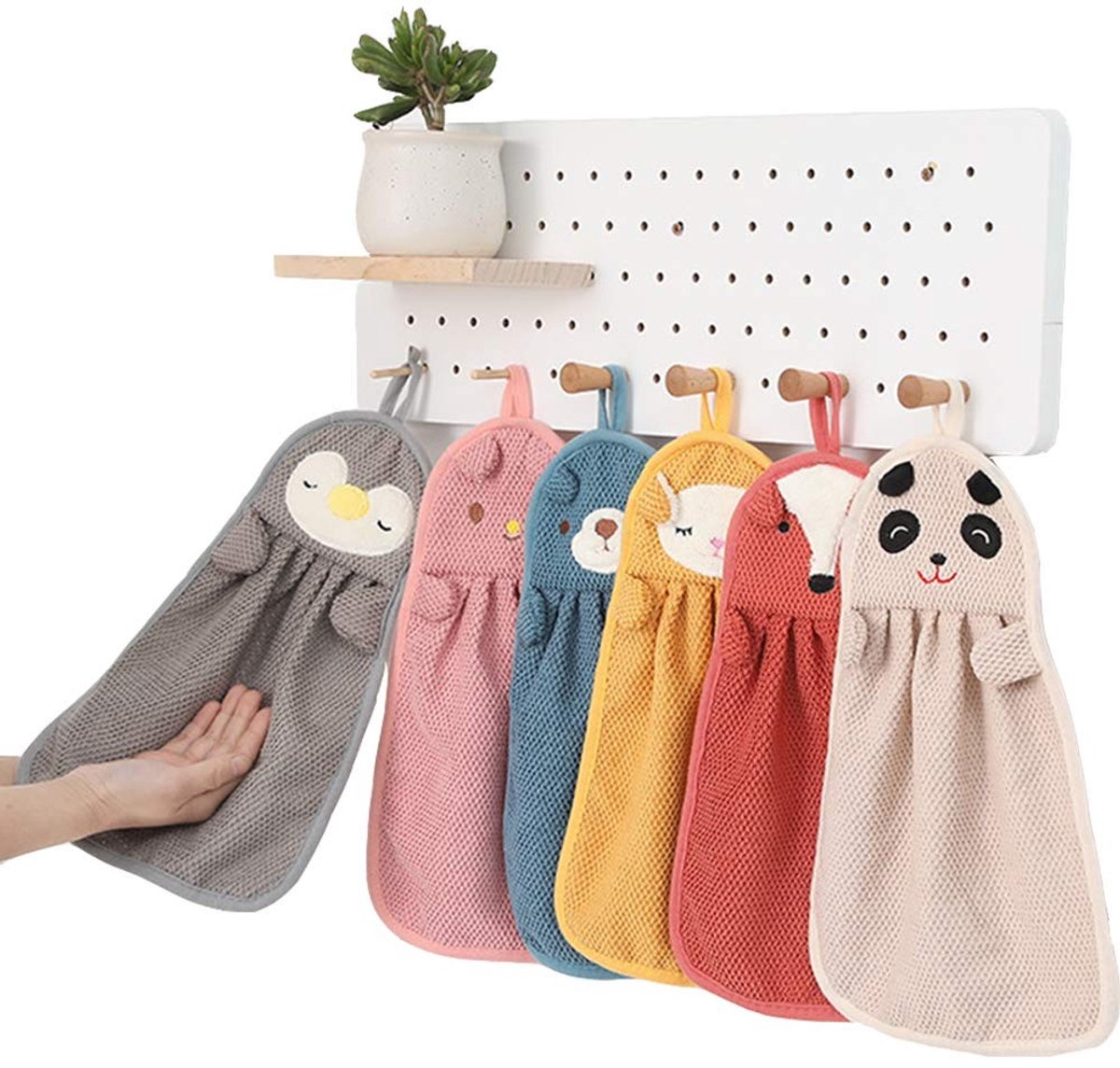 Omgoods - Set van 6 Schattige Dieren Handdoeken voor Kinderen
