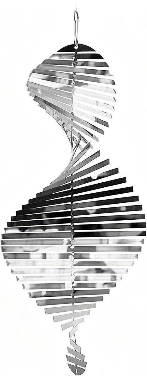 stalen windgong hangend, 3D helix windspinner voor buiten, kinetische windmolen voor tuin, balkon, outdoor, metalen tuindecoratie (zilver)