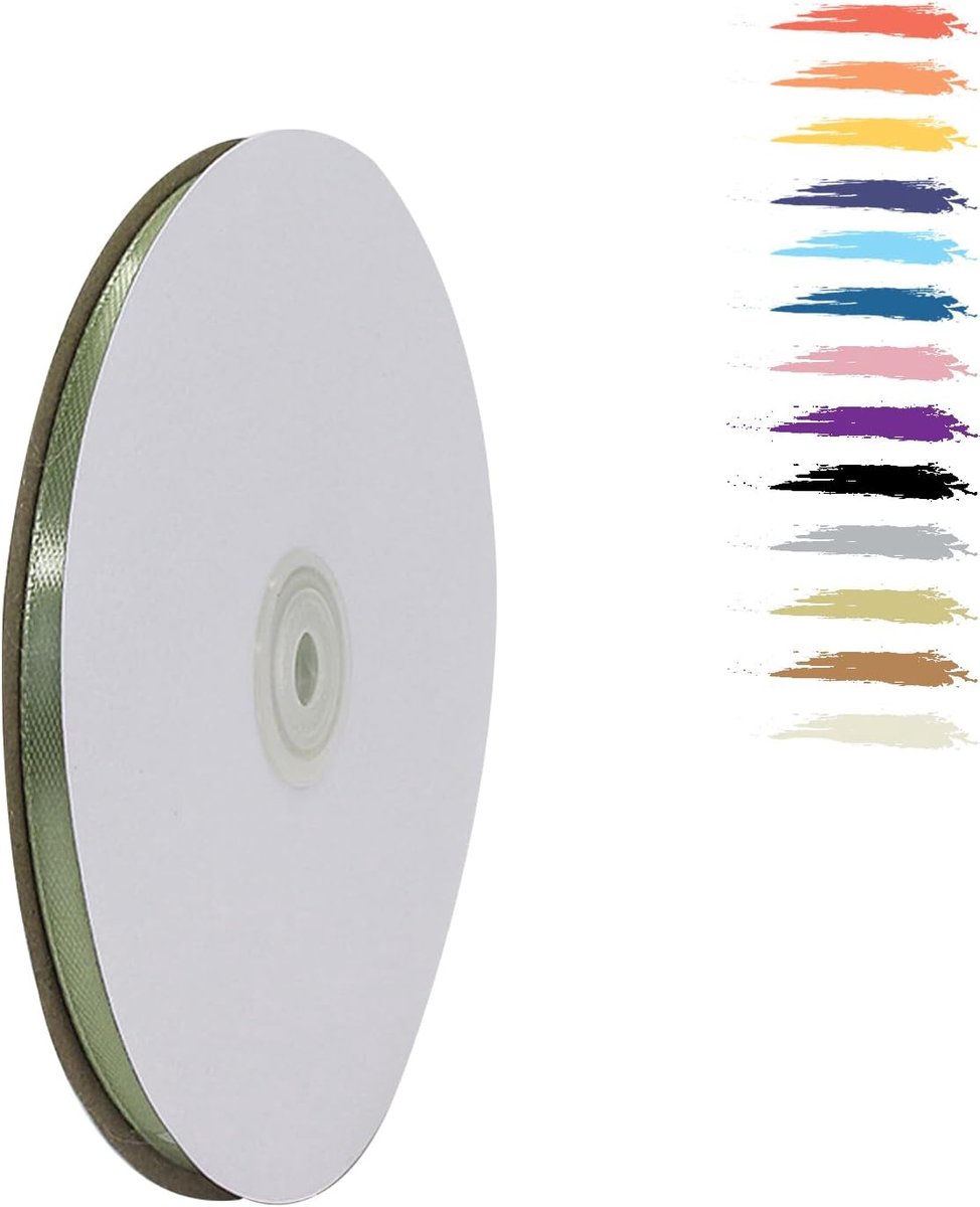 6 mm lint, 95 meter saliegroen satijnen lint voor cadeauverpakking, trouwlint, lintrol voor boeketten, taartdozen en knutselen, kleurlint voor doe-het-zelven of verjaardag, kerstdecoraties
