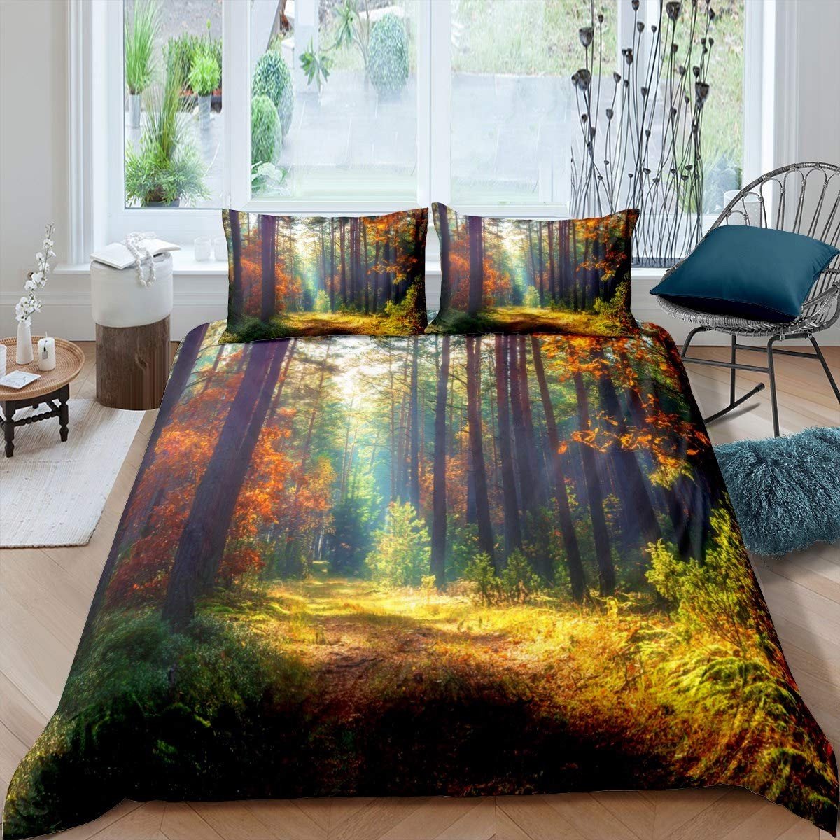 Omgoods - Forest Tree Dekbedovertrekset - Kleurrijk Natuur Landschap voor Kinderen en Volwassenen