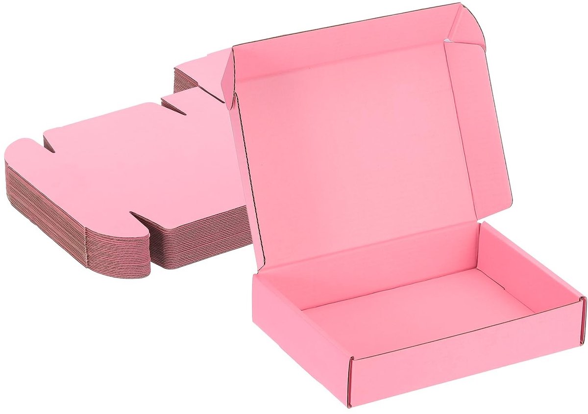 Omgoods - 25 Stuks Kleine Verzenddozen 8x6x2 Inch - Roze Kartonnen Dozen