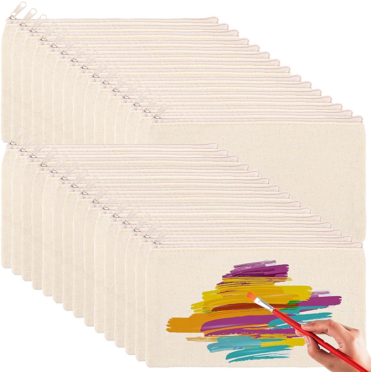 Omgoods - 30 Stuks Canvas Pennenzak Beige - DIY en Creatief