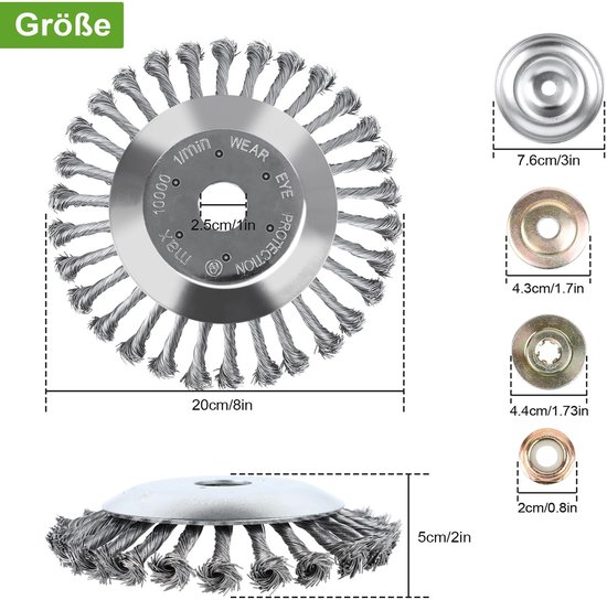 Omgoods- Onkruidborstel hoge stabiliteit - Stalen borstels - Eenvoudige montage - 25,4 x 200 mm - Robuust - Geschikt voor grastrimmer - Onkruidtrimmer — afbeelding 5