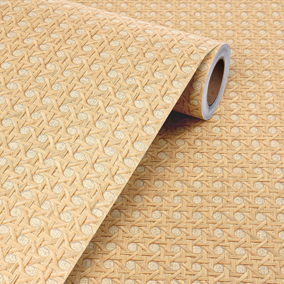 Omgoods - Zelfklevend Behang Beige Bruin Rietlook 40CMx5M - Voor Wanden en Meubels