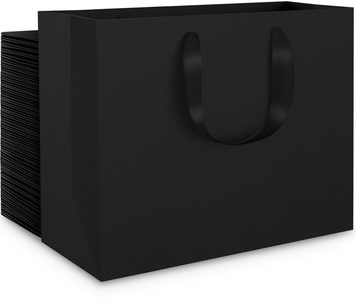 Omgoods - Zwarte Papieren Geschenktassen - 50 Stuks - 250 GSM Medium - 27x8x21cm