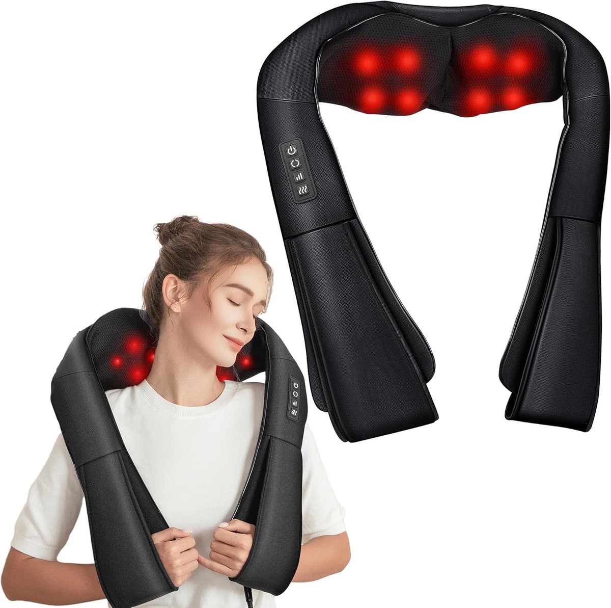 Nekmassager Met Warmte 3D-Massage, Nekmassager Voor Het Verlichten Van Spierpijn, Cadeaus Voor Vrouwen En Mannen | 3D-massage, spierpijn te verlichten, cadeau voor vrouwen en mannen