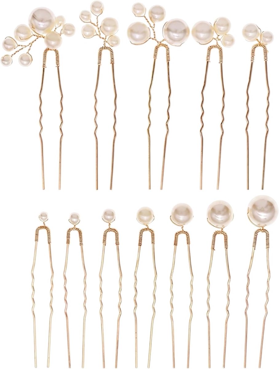 Haarspelden 12 stuks, Parel Haarspelden Set Goud U-vorm, Bruidshaaraccessoires Haarspelden voor Bruiloft Bruid, Knot Opsteekkapsels Vlechtkapsels, Elegant