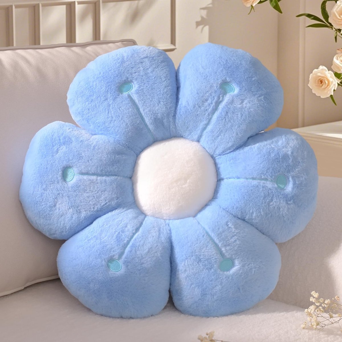 Omgoods - Grote Bloem Kussen - Decoratieve Zitzak voor Thuis