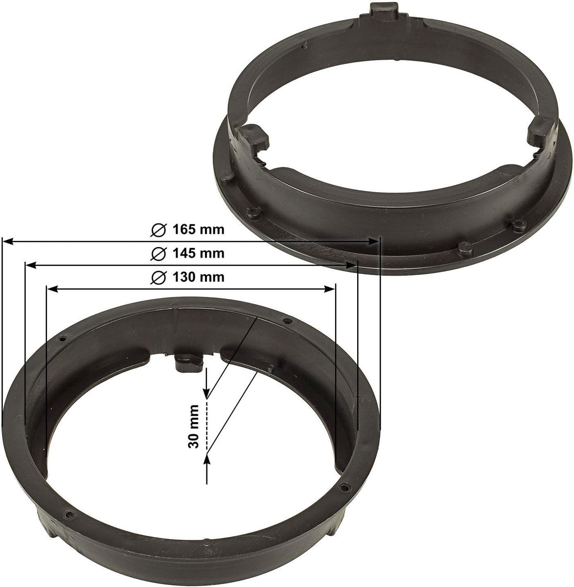 tomzz Audio 2837-000-1 Luidspreker Ringen Adapter Beugels compatibel met Mitsubishi ASX Mirage Space Star Outlander Pajero voor 165mm DIN luidsprekers