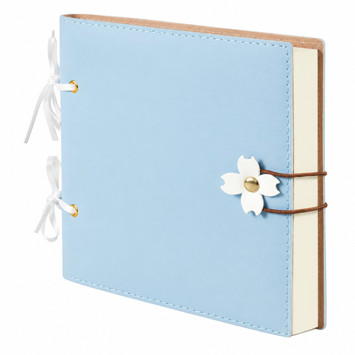 VHV - Notitieboek Blanco 240 Pagina's - Vierkant dagboek met bloemsluiting en 180° vlakliggend ontwerp - Blauw