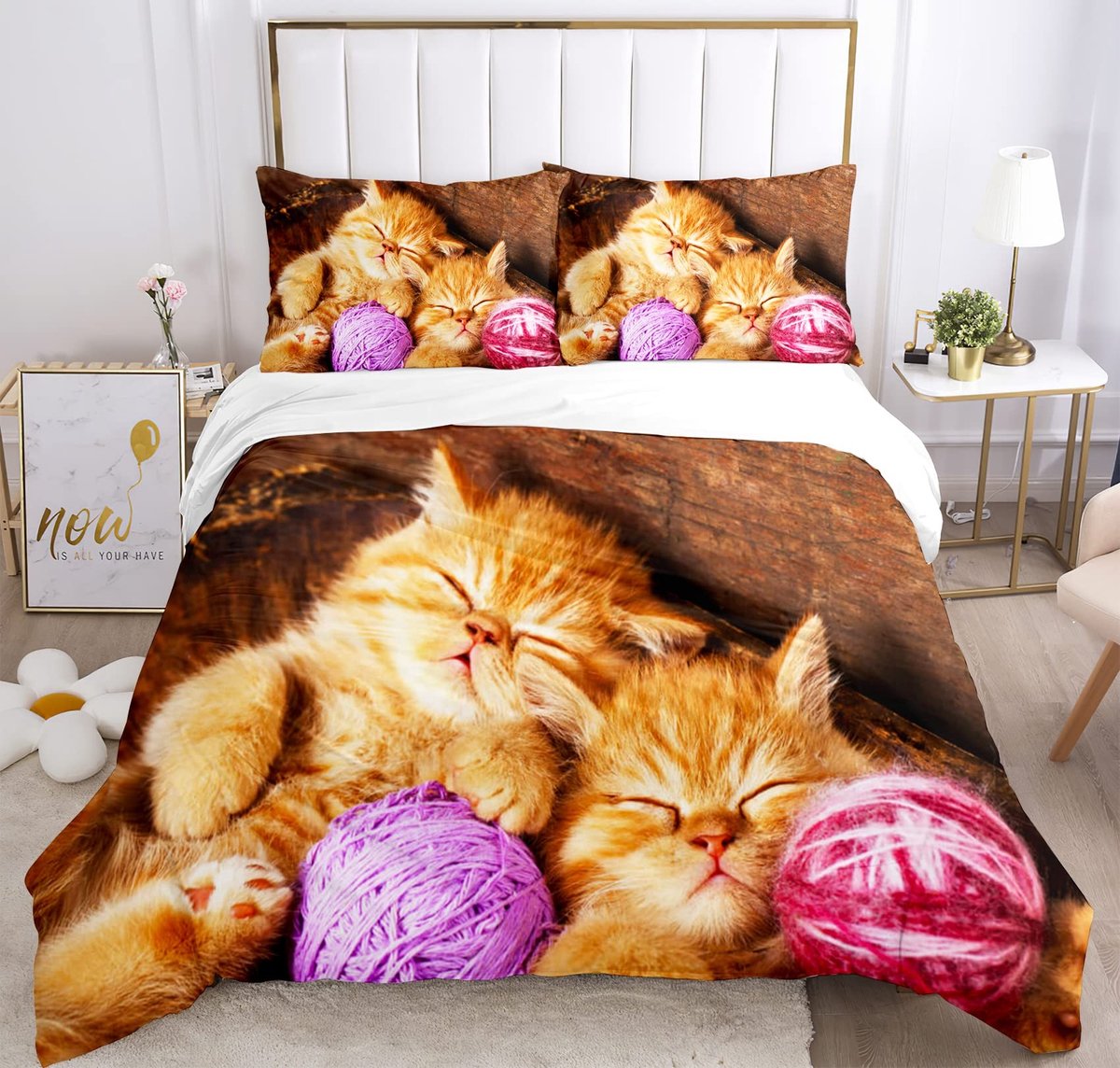 Omgoods - Katten Duvet Cover Set met Cute Design, 220 x 240 cm