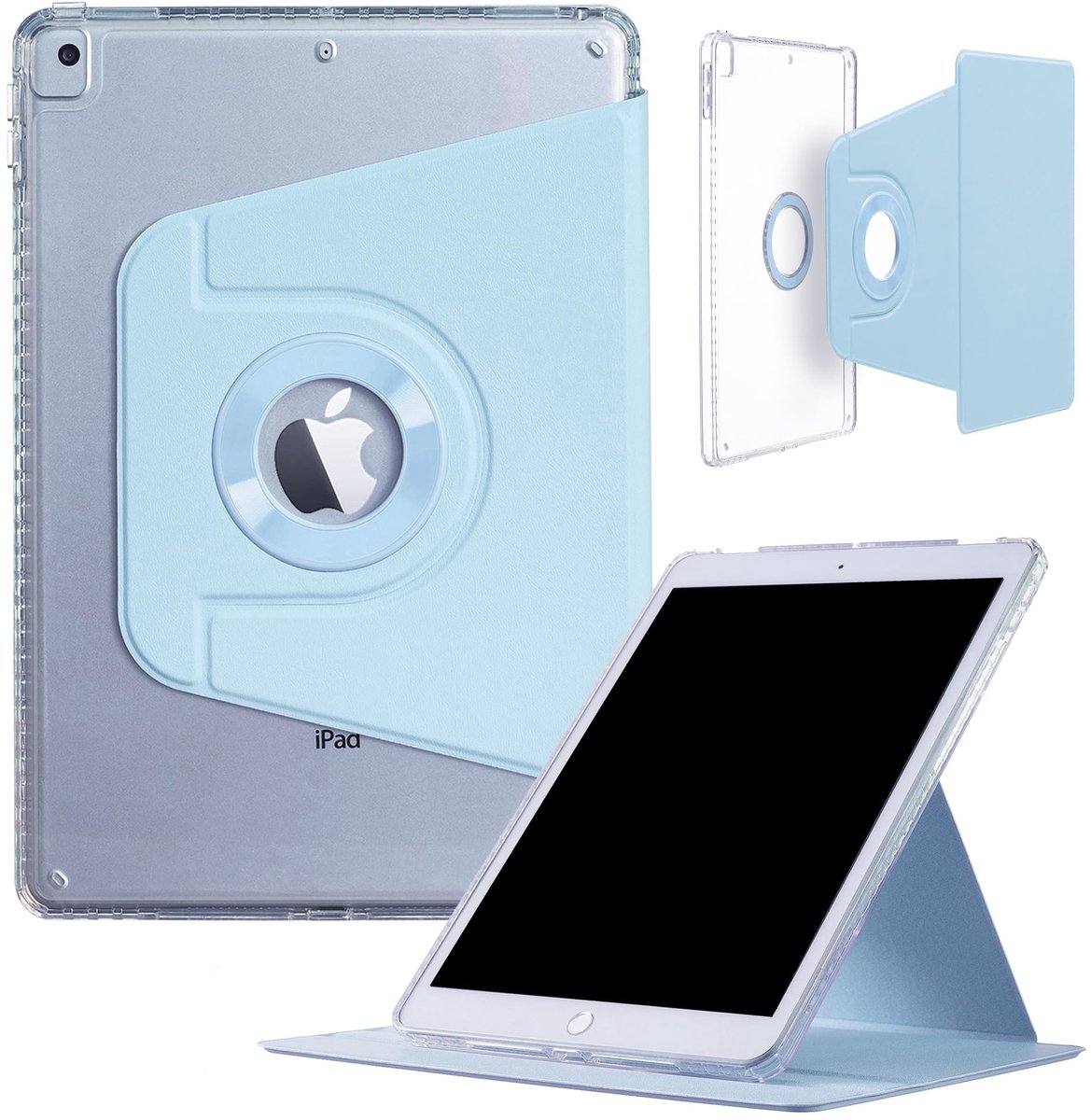 Omgoods - Magnetische Smart Cover voor iPad 9/8/7 en Pro/Air - Blauw en 360° Rotatie