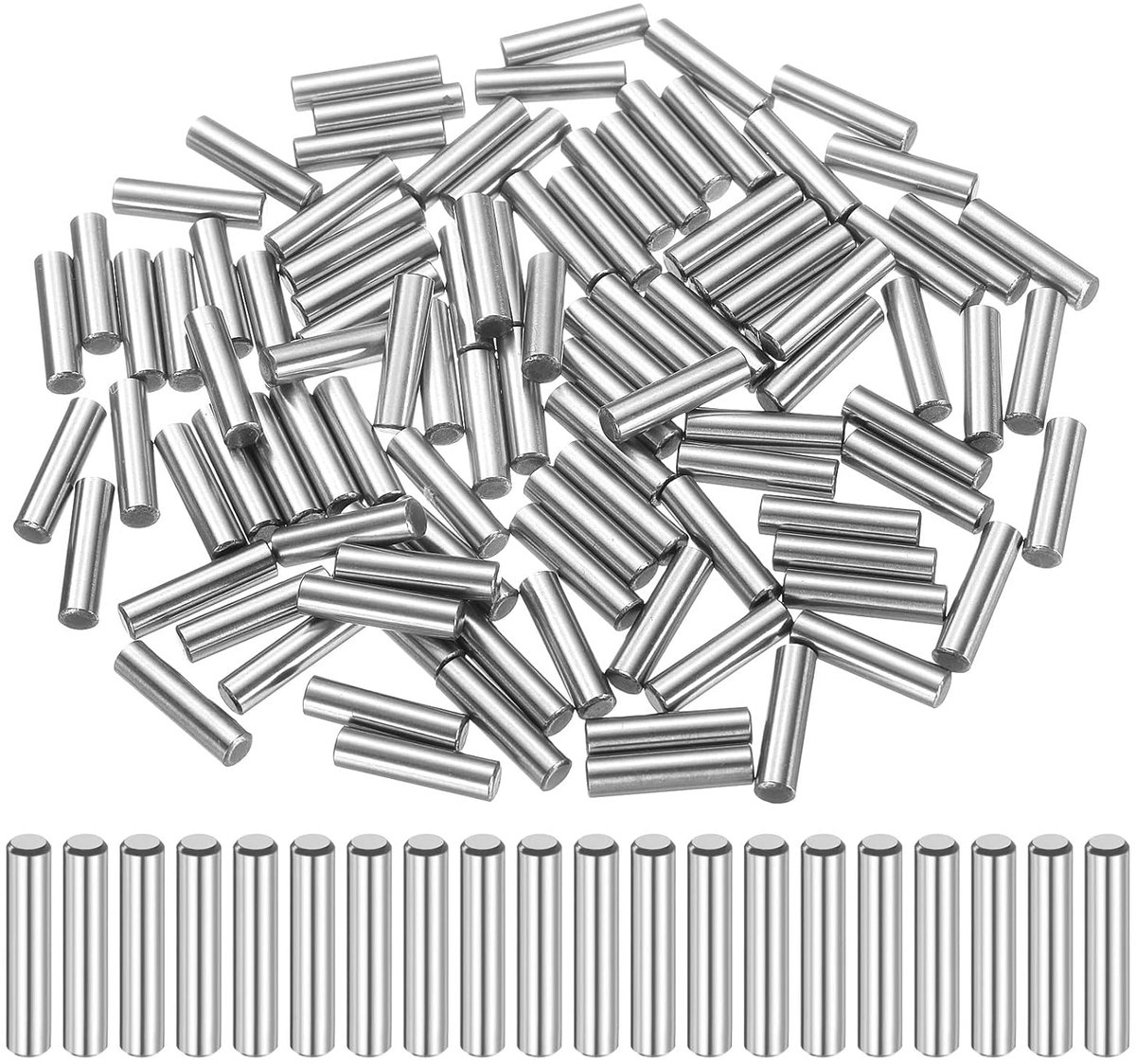 100 stuks cilinderstiften, roestvrij, 4 x 16 mm spanpen, paspoorstift, zilverkleurig, metalen stiften, metalen stiften, plugpennen, bouten, metaal voor doe-het-zelf, meubels