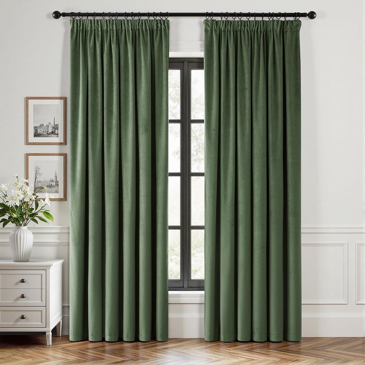 Omgoods - Velvet Gordijnen met Ruffle Tape - Opaak 2 Stuks voor Woonkamer en Slaapkamer