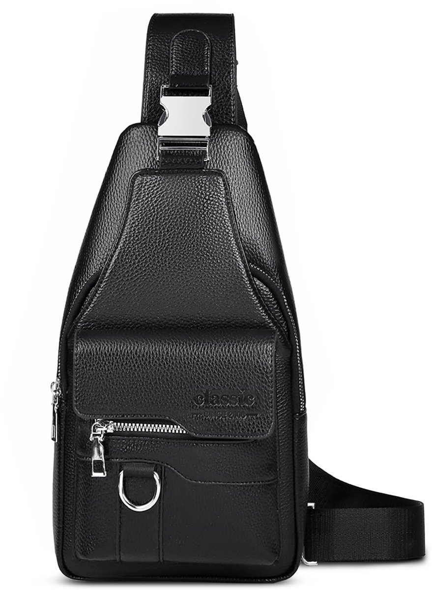 Omgoods - PU Leren Schoudertas voor Mannen - Waterdichte Sling Backpack