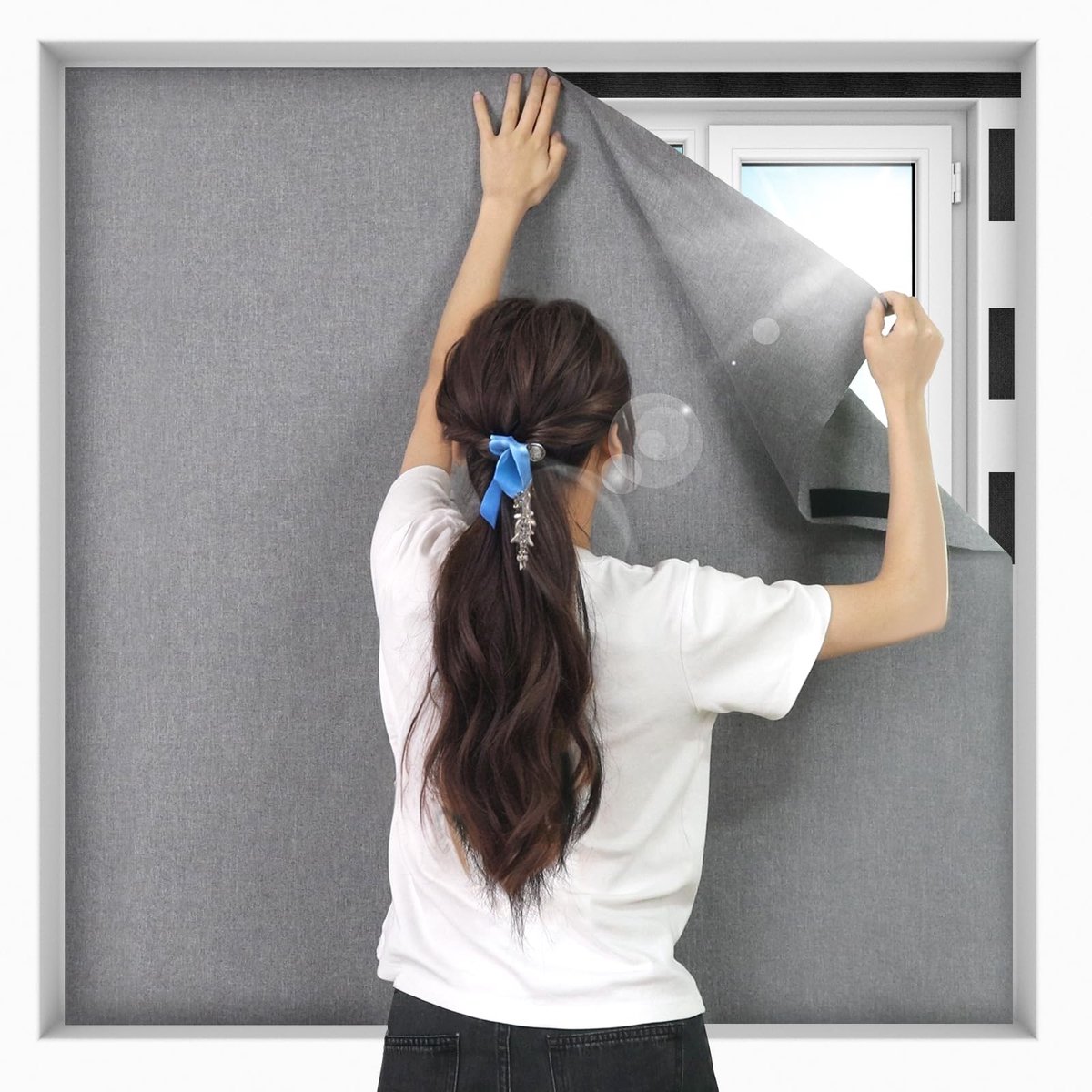 Omgoods - Dakraam Blackout Rolgordijn - Geen Boren, Grijs, 200 x 150 cm